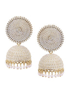 Gold-Plated Alloy White Sun Shaped Jhumka Earrings - The Pari - Distacart