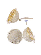 Gold-Plated Alloy White Sun Shaped Jhumka Earrings - The Pari - Distacart