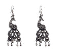 Rhodium-Plated Alloy Silver Mirror Studded Moon Earrings - The Pari - Distacart