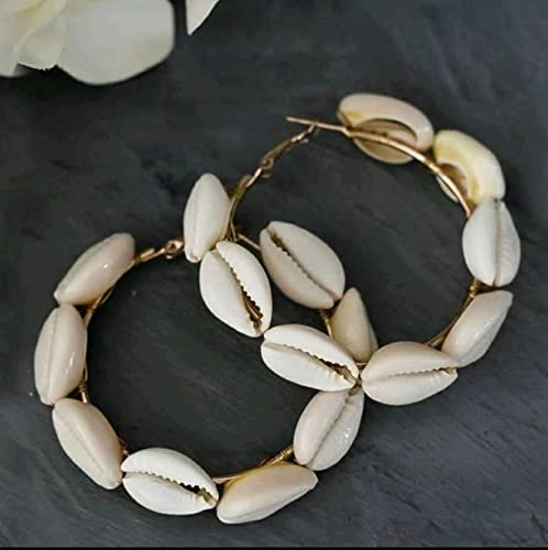 Gold-Plated Alloy Sea Shell Hoop Earrings - The Pari - Distacart