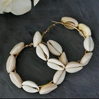 Gold-Plated Alloy Sea Shell Hoop Earrings - The Pari - Distacart