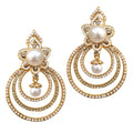 Gold-Plated Alloy Traditional Look Pearl Studded Earrings - The Pari - Distacart