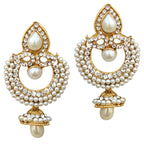 Gold-Plated Alloy Traditional Look Pearl Studded Earrings - The Pari - Distacart