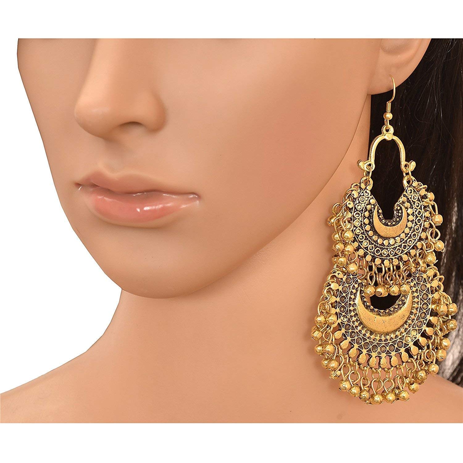 Gold-Plated Alloy Oxidised Designer Earrings - The Pari - Distacart