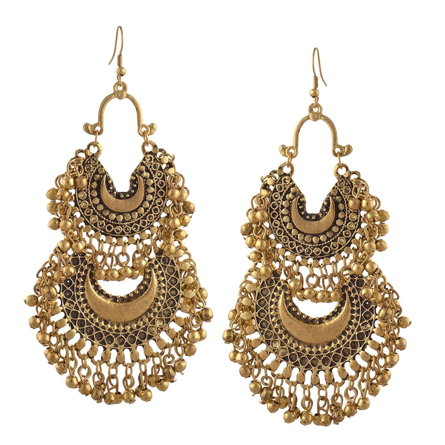 Gold-Plated Alloy Oxidised Designer Earrings - The Pari - Distacart