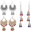 Silver-Plated Alloy Oxidised 3 Earrings Combo - The Pari - Distacart