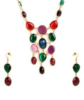 Gold-Polished Alloy Enamel Multi-Colour Designer Necklace - The Pari