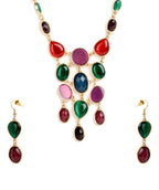 Gold-Polished Alloy Enamel Multi-Colour Designer Necklace - The Pari