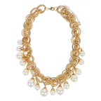 Gold-Polished Alloy Pearl Statement Necklace - The Pari