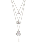 Silver-Plated Alloy Long Three Chain Flower Necklace - The Pari