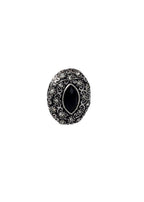 Silver-Plated Alloy Black Stone Pendant Necklace - The Pari