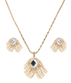 Gold-Polished Alloy Golden Stones Studded Pendant Necklace - The Pari