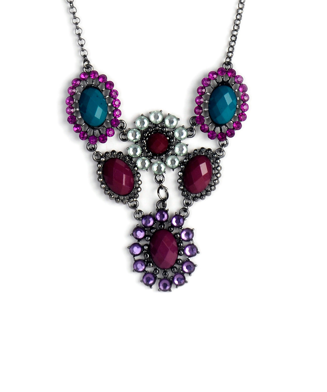 Silver-Plated Alloy Pastel Colour Statement Necklace - The Pari