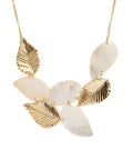 Gold-Polished Alloy Shell And Brass Leaf Statement Necklace - The Pari