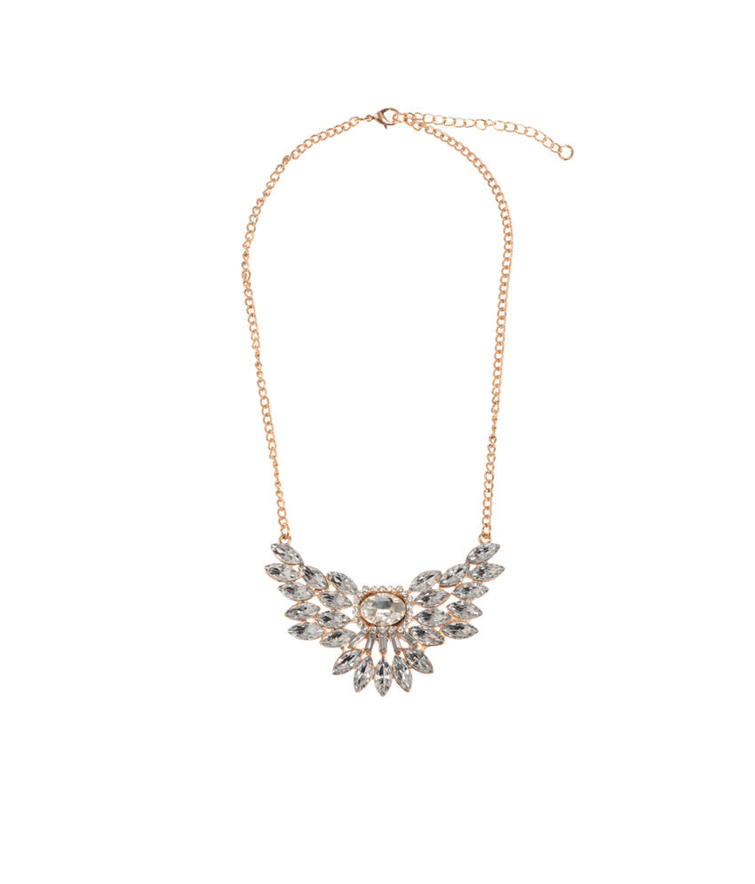 Gold-Polished Alloy Diva Look Stone Pendant Necklace - The Pari