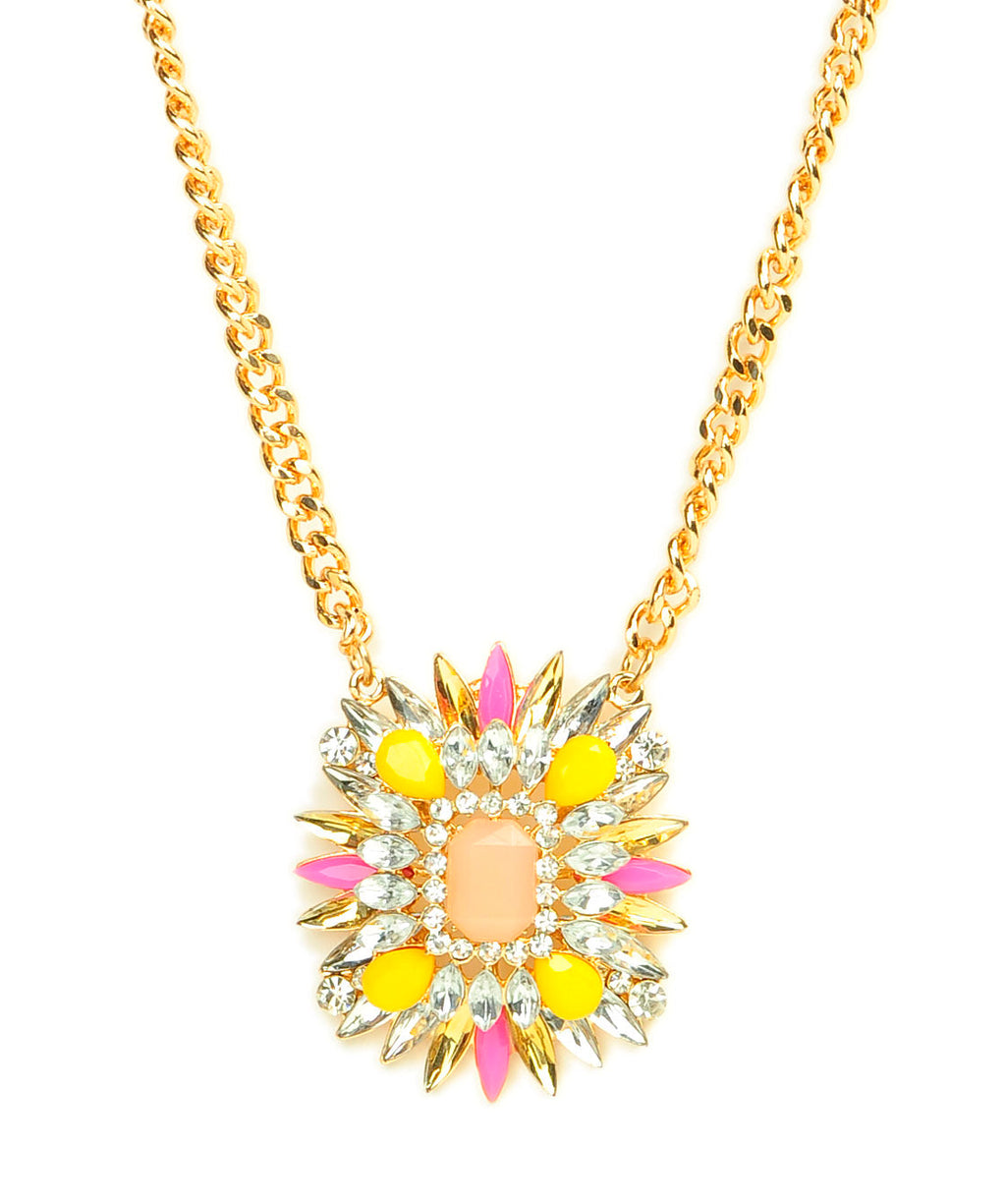 Gold-Polished Alloy Tribal Look Stones Studded Necklace - The Pari
