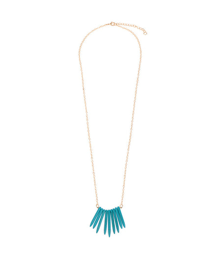 Gold-Polished Alloy Blue Tribal Long Chain Necklace - The Pari