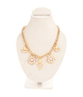 Gold-Polished Alloy White Yellow Flower Necklace - The Pari