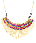 Gold-Polished Alloy Multi Colour Tribal Statement Necklace - The Pari