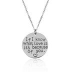 Silver-Plated Alloy Stainless Steel Love Quote Pendant Necklace - The Pari