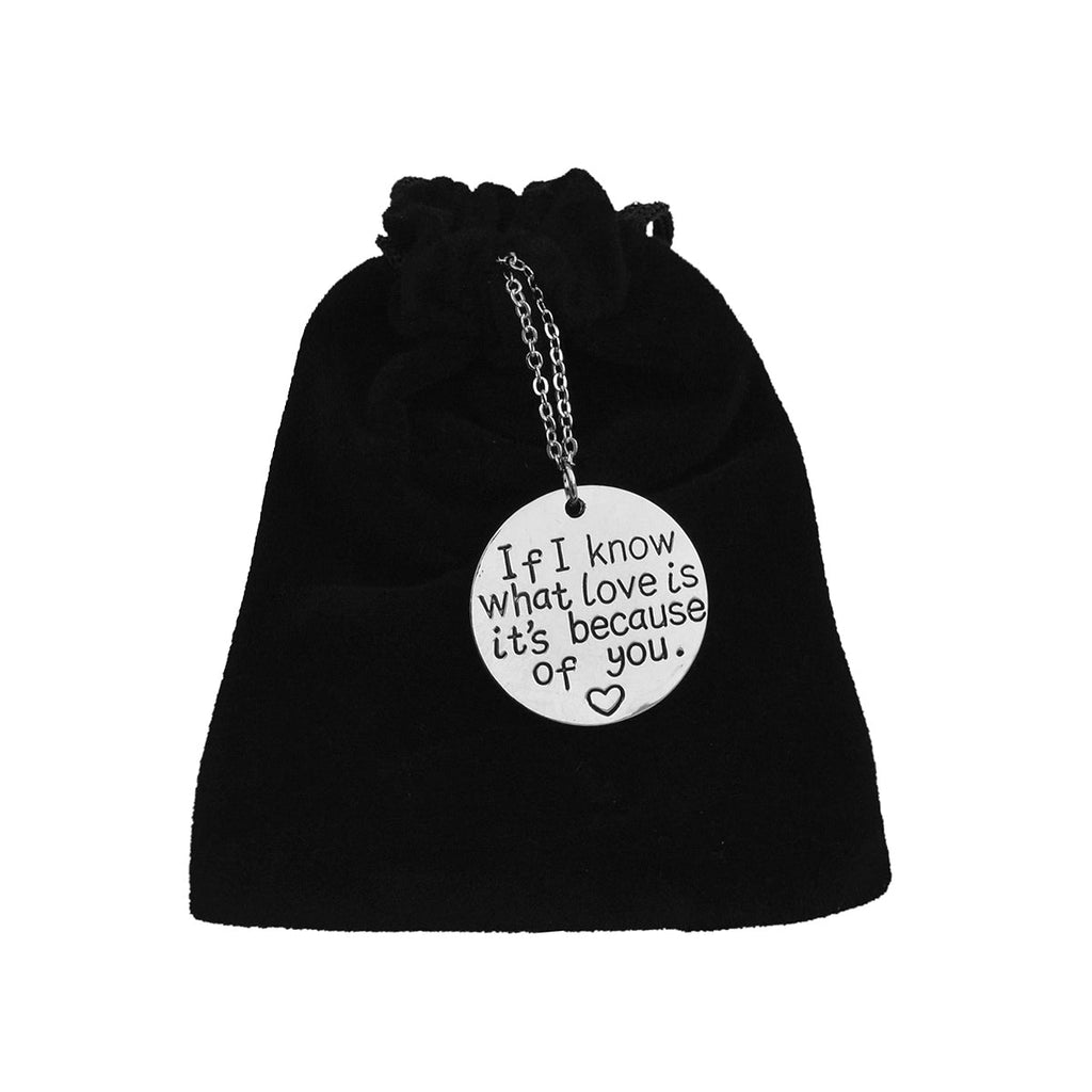 Silver-Plated Alloy Stainless Steel Love Quote Pendant Necklace - The Pari