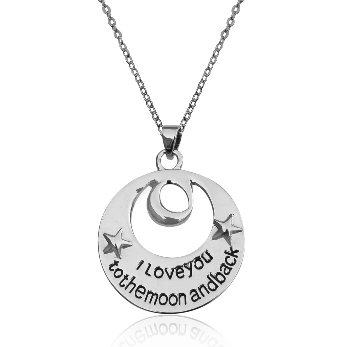 Silver-Plated Alloy Stainless Steel Love Quote Pendant Necklace - The Pari