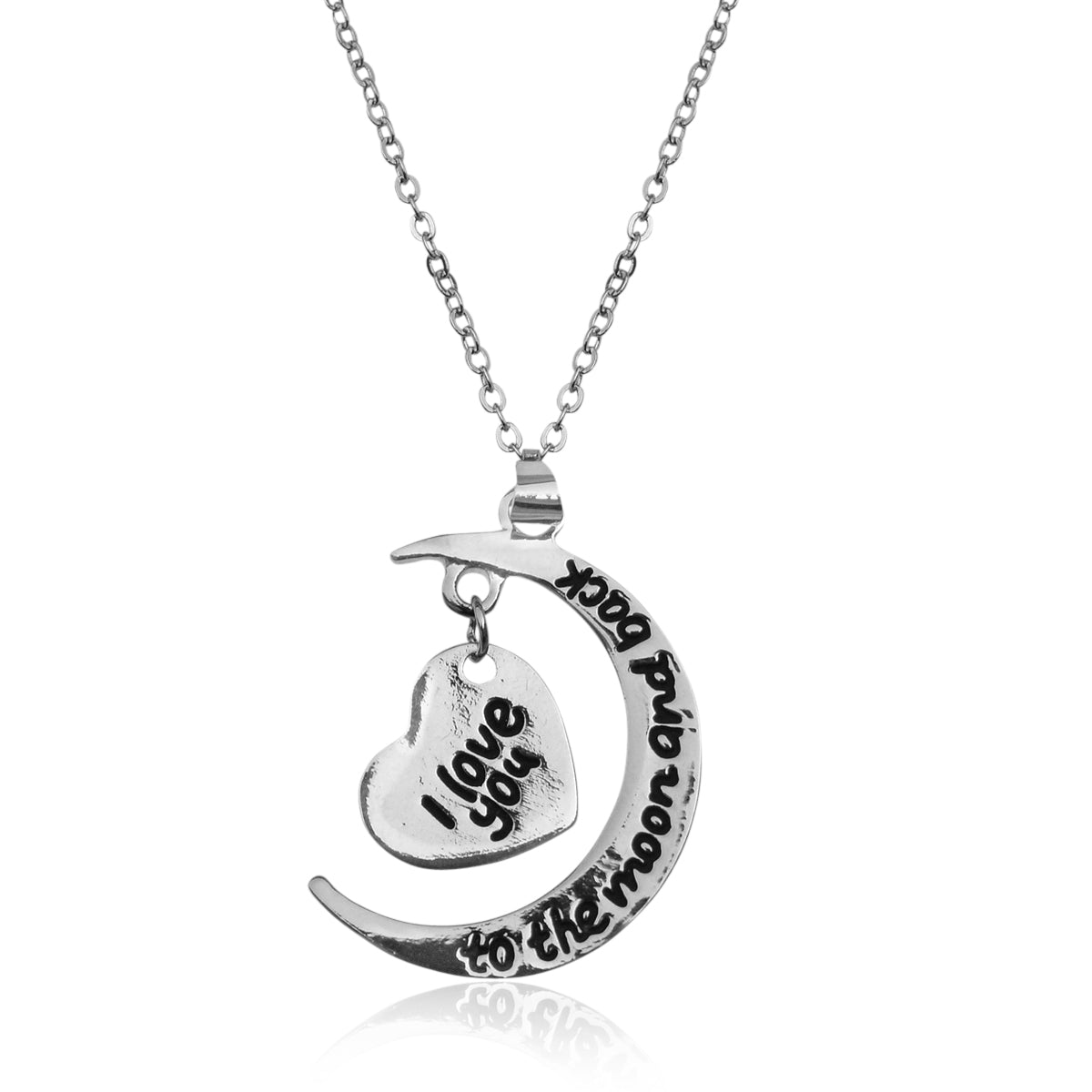 Silver-Plated Alloy Stainless Steel Love Quote Pendant Necklace - The Pari