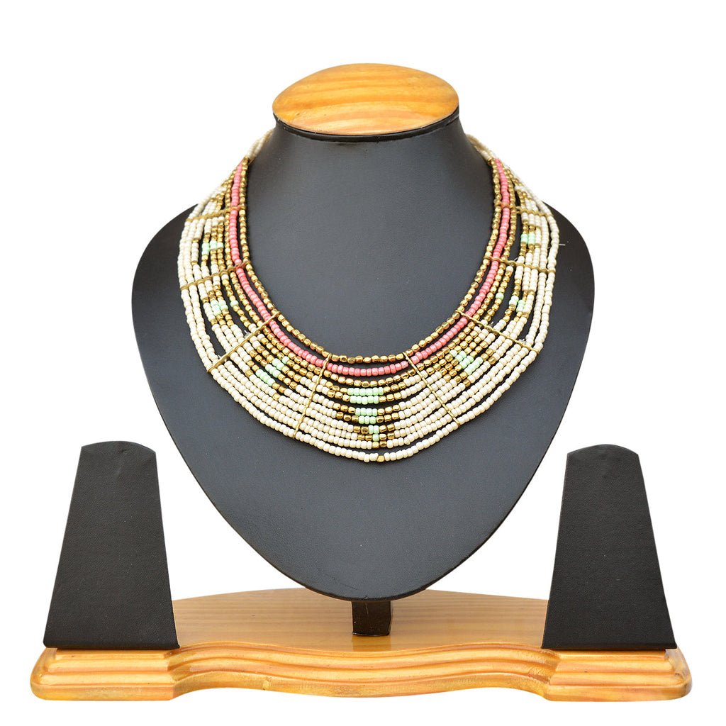 Gold-Polished Alloy Beaded Designer Choker Necklace - The Pari