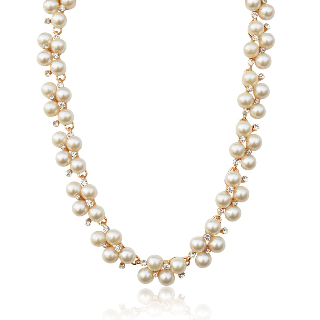 Gold-Toned Alloy Falling Pearl Necklace - The Pari