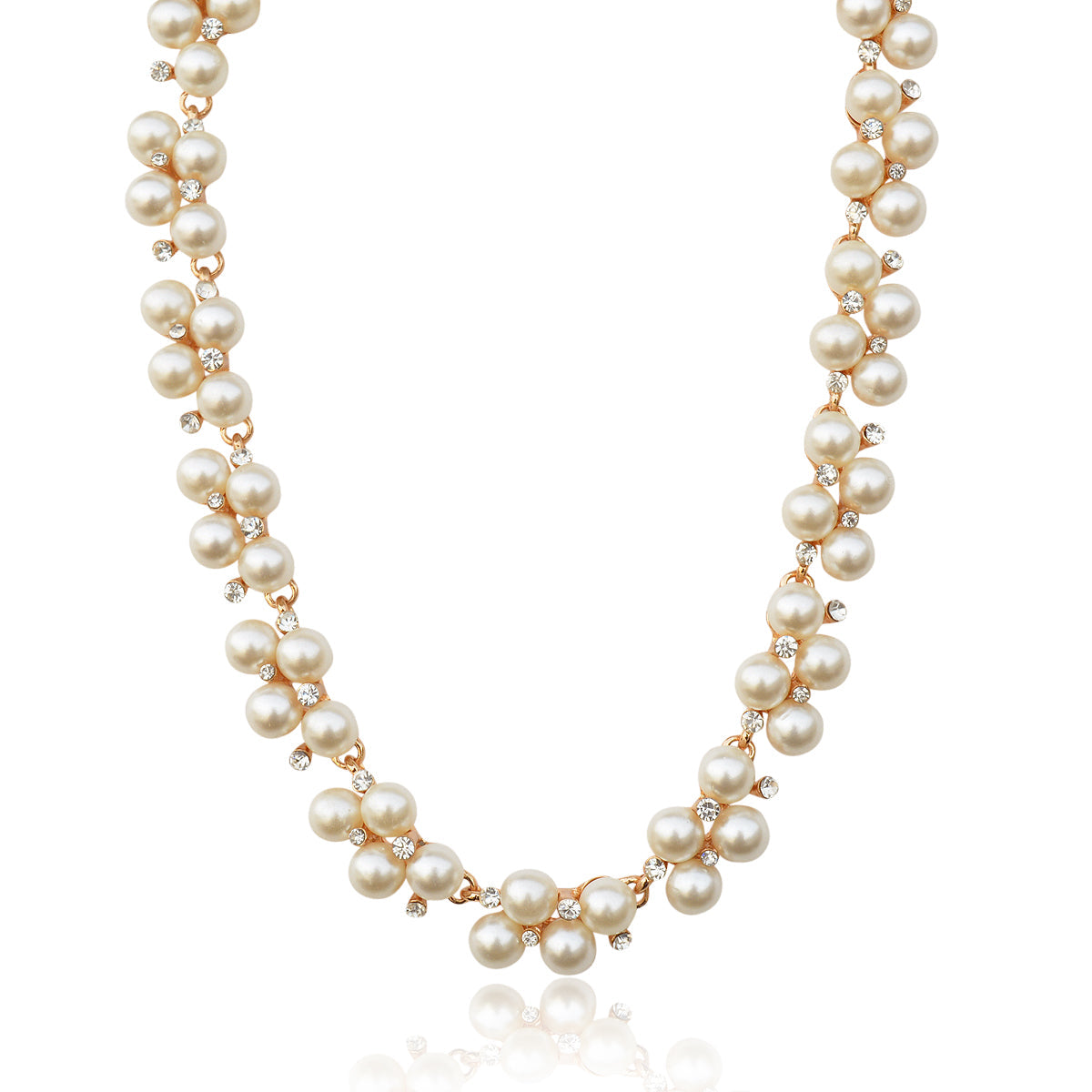 Gold-Toned Alloy Falling Pearl Necklace - The Pari