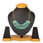 Gold-Polished Alloy Handcrafted Green Beaded Short Necklace - The Pari