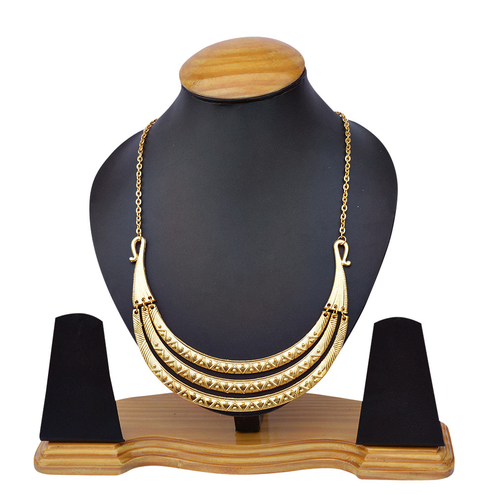 Gold-Polished Alloy Golden Brass Statement Necklace - The Pari