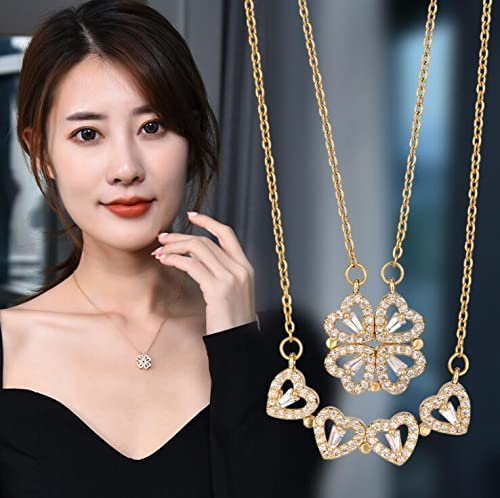 Gold-Polished Alloy Multi Wearing Heart Necklace For Girls - The Pari