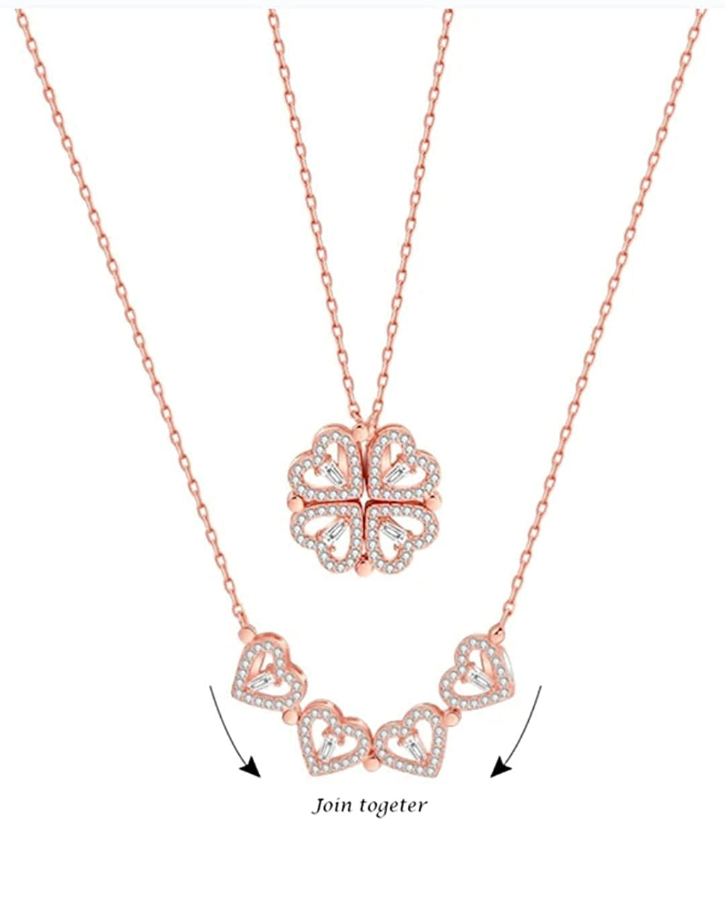 Gold-Polished Alloy Multi Wearing Heart Necklace For Girls - The Pari