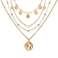Gold-Polished Alloy Tripple Layer Earth Charm Necklace - The Pari