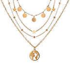 Gold-Polished Alloy Tripple Layer Earth Charm Necklace - The Pari