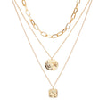 Gold-Polished Alloy Metallic Geometric Layered Necklace - The Pari