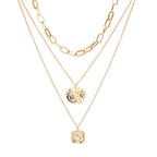 Gold-Polished Alloy Metallic Geometric Layered Necklace - The Pari