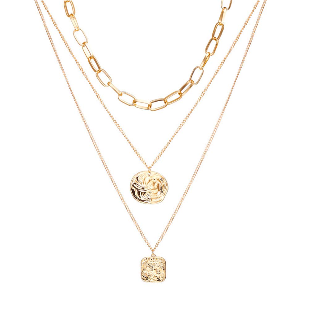 Gold-Polished Alloy Metallic Geometric Layered Necklace - The Pari