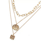 Gold-Polished Alloy Metallic Geometric Layered Necklace - The Pari