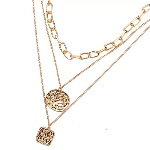 Gold-Polished Alloy Metallic Geometric Layered Necklace - The Pari