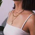 Gold-Polished Alloy Lock & Heart Multiple Chain Necklace - The Pari