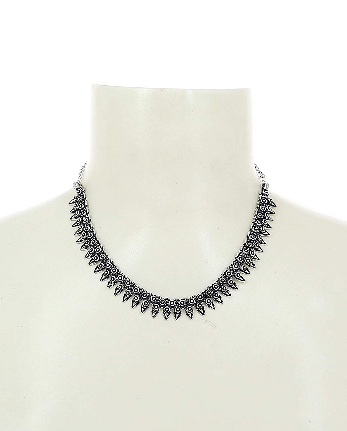 Rhodium-Plated Alloy Elegant Silver Choker Necklace - The Pari