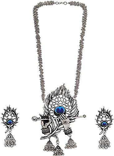 Rhodium-Plated Alloy Krishna Silver Necklace - The Pari