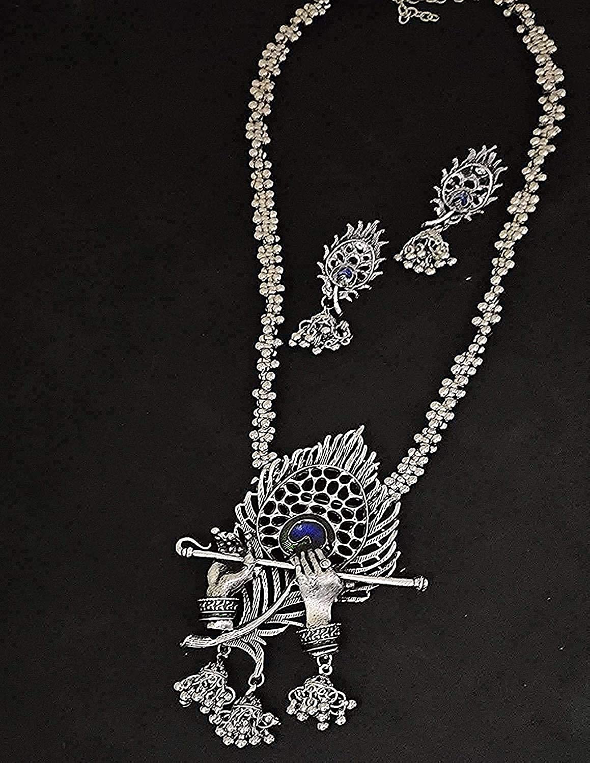 Rhodium-Plated Alloy Krishna Silver Necklace - The Pari