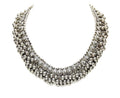 Rhodium-Plated Alloy Silver Bead Cluster Choker Necklace - The Pari