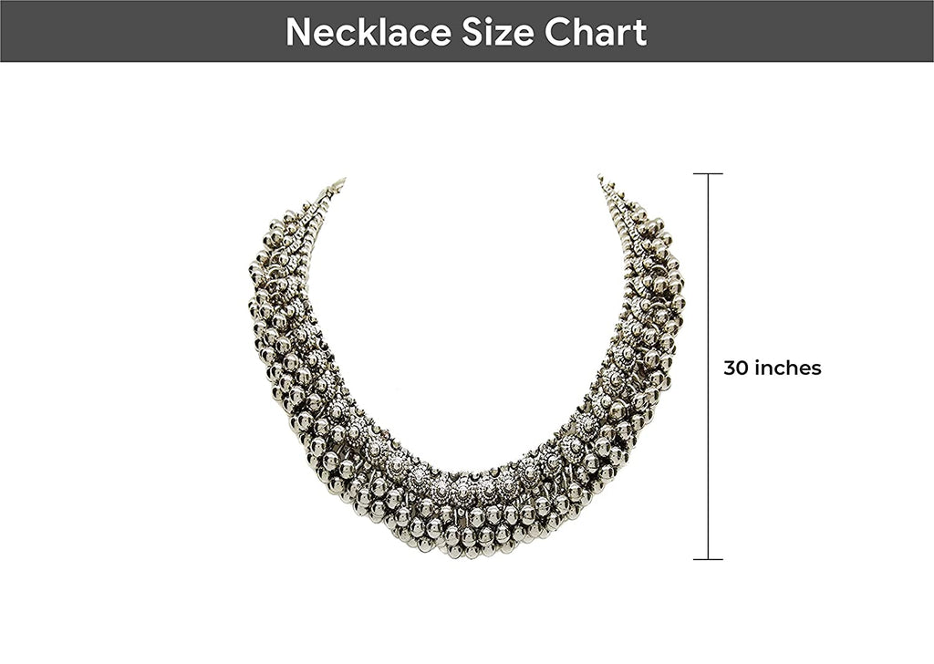 Rhodium-Plated Alloy Silver Bead Cluster Choker Necklace - The Pari