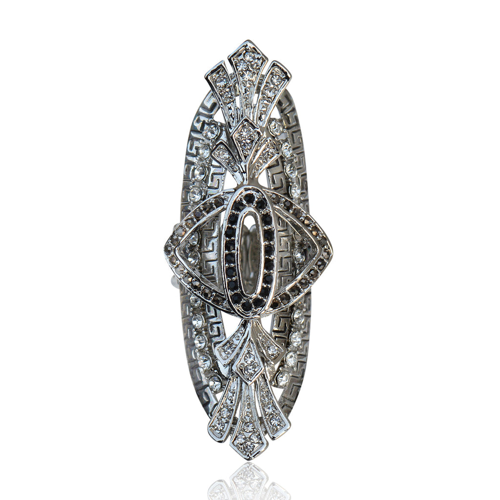 Silver-Plated Alloy Big Silver Stylish Ring - The Pari