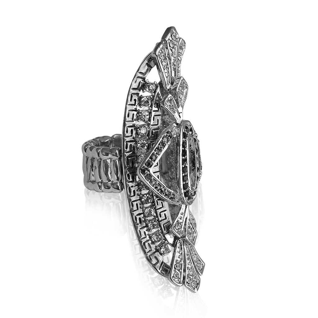 Silver-Plated Alloy Big Silver Stylish Ring - The Pari