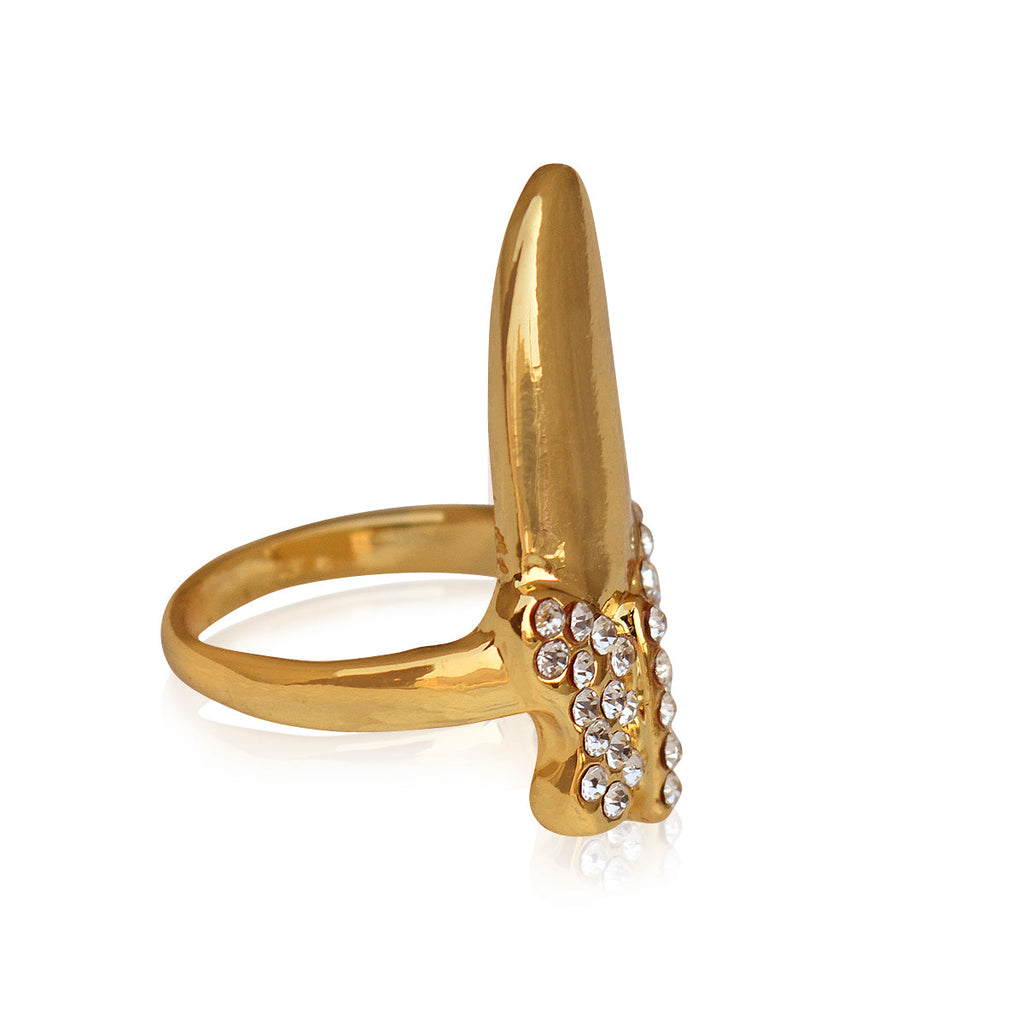 Gold-Polished Alloy Stylish Golden Nail Ring - The Pari